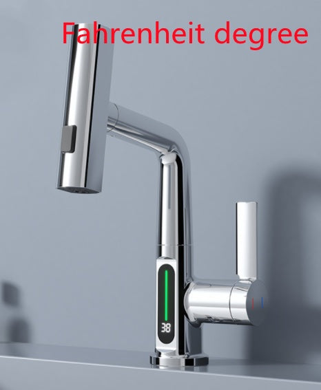 Intelligent Digital Display Faucet Pull-out Basin Faucet Temperature Digital