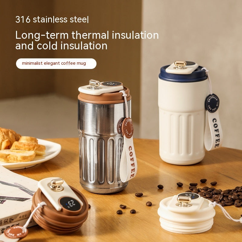 Smart Digital Thermal Bottle Portable Coffee Mug Stainless Steel  450ml