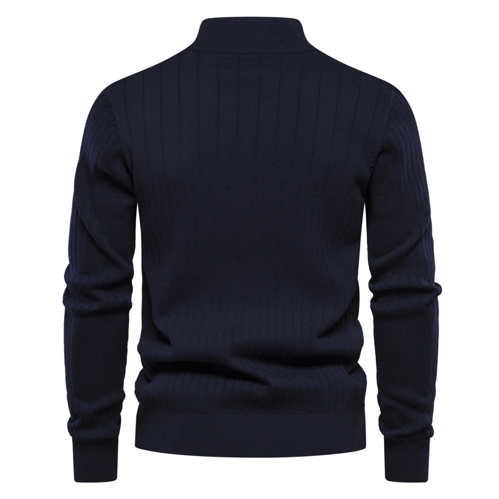 Men's Stand Collar Sweater  Half-zipper