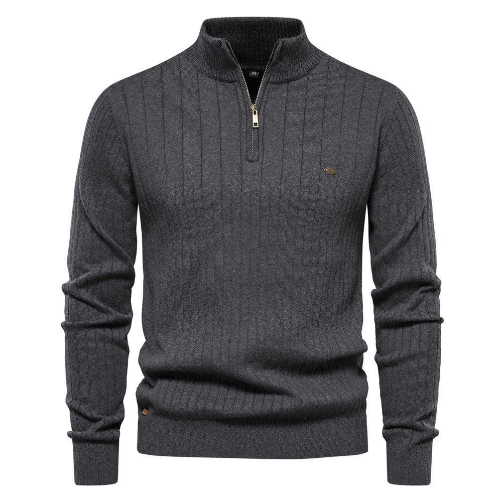 Men's Stand Collar Sweater  Half-zipper