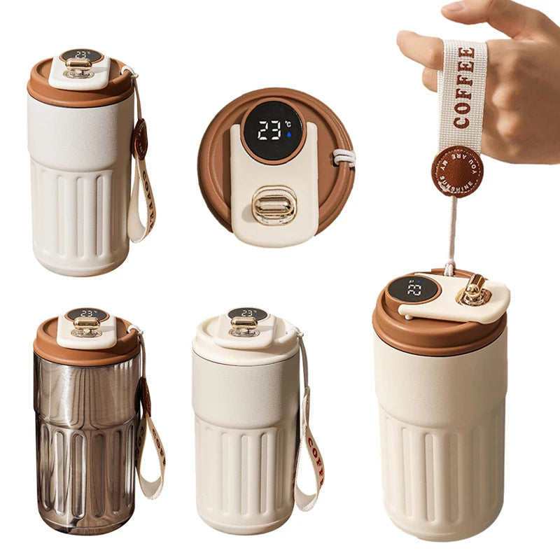 Smart Digital Thermal Bottle Portable Coffee Mug Stainless Steel  450ml