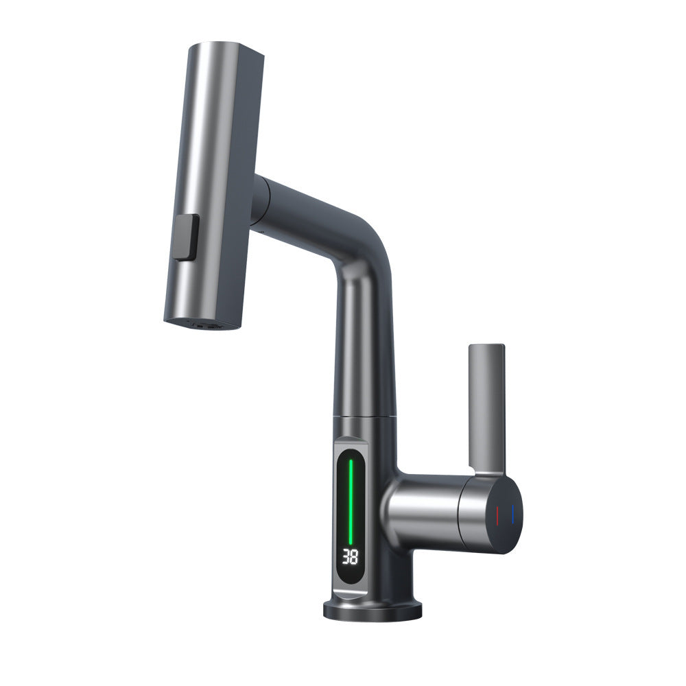 Intelligent Digital Display Faucet Pull-out Basin Faucet Temperature Digital