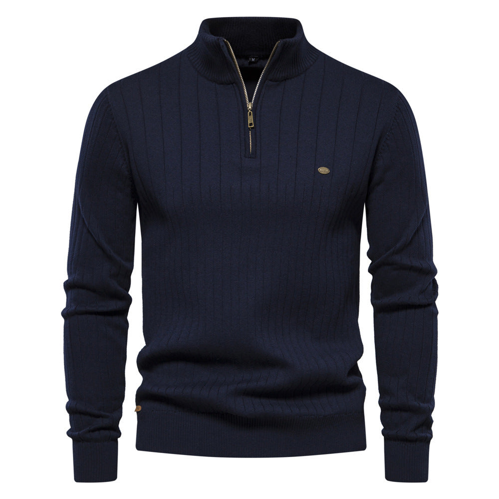 Men's Stand Collar Sweater  Half-zipper