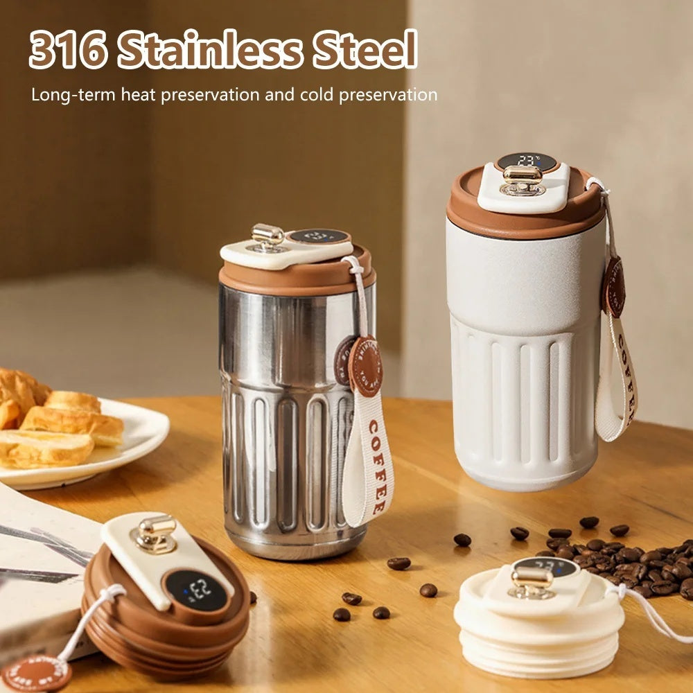 Smart Digital Thermal Bottle Portable Coffee Mug Stainless Steel  450ml