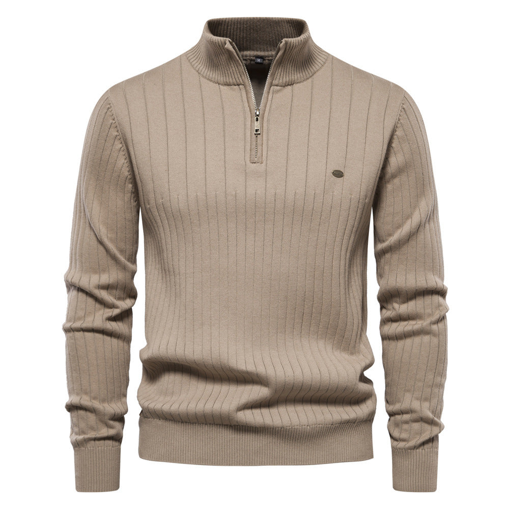 Men's Stand Collar Sweater  Half-zipper