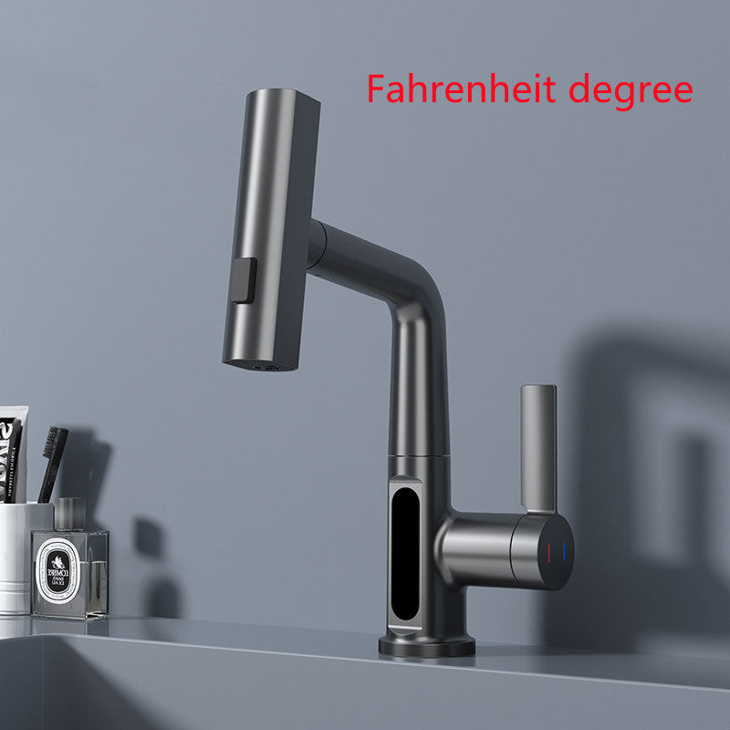 Intelligent Digital Display Faucet Pull-out Basin Faucet Temperature Digital