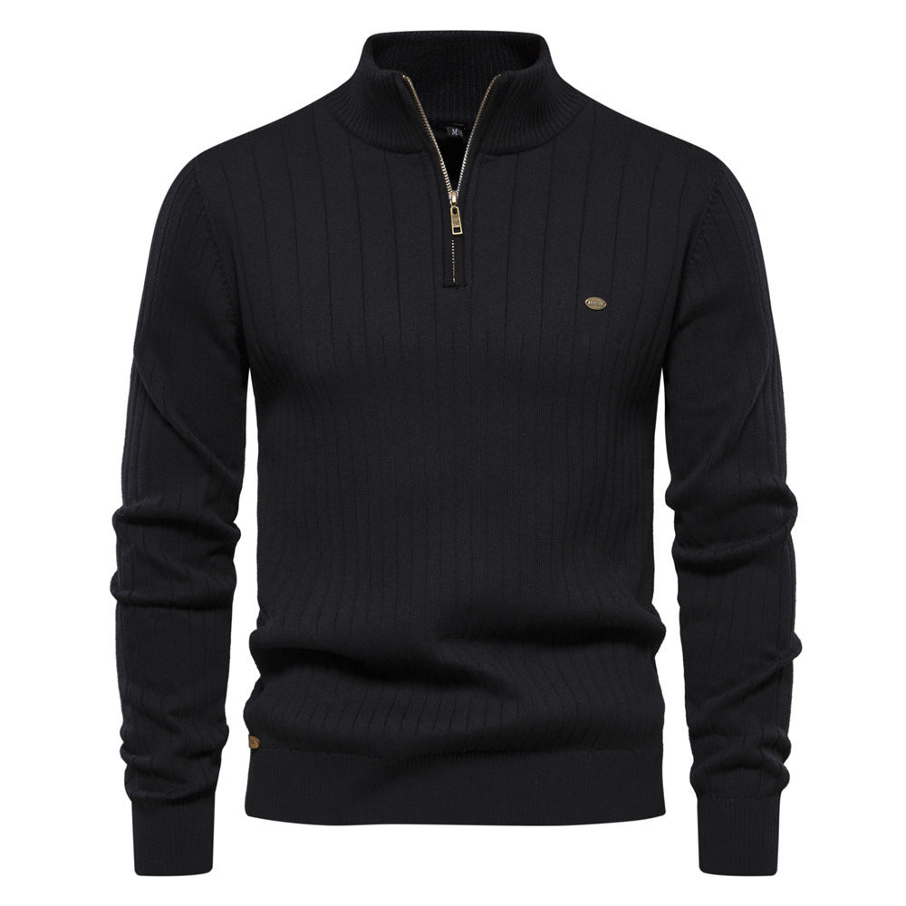 Men's Stand Collar Sweater  Half-zipper