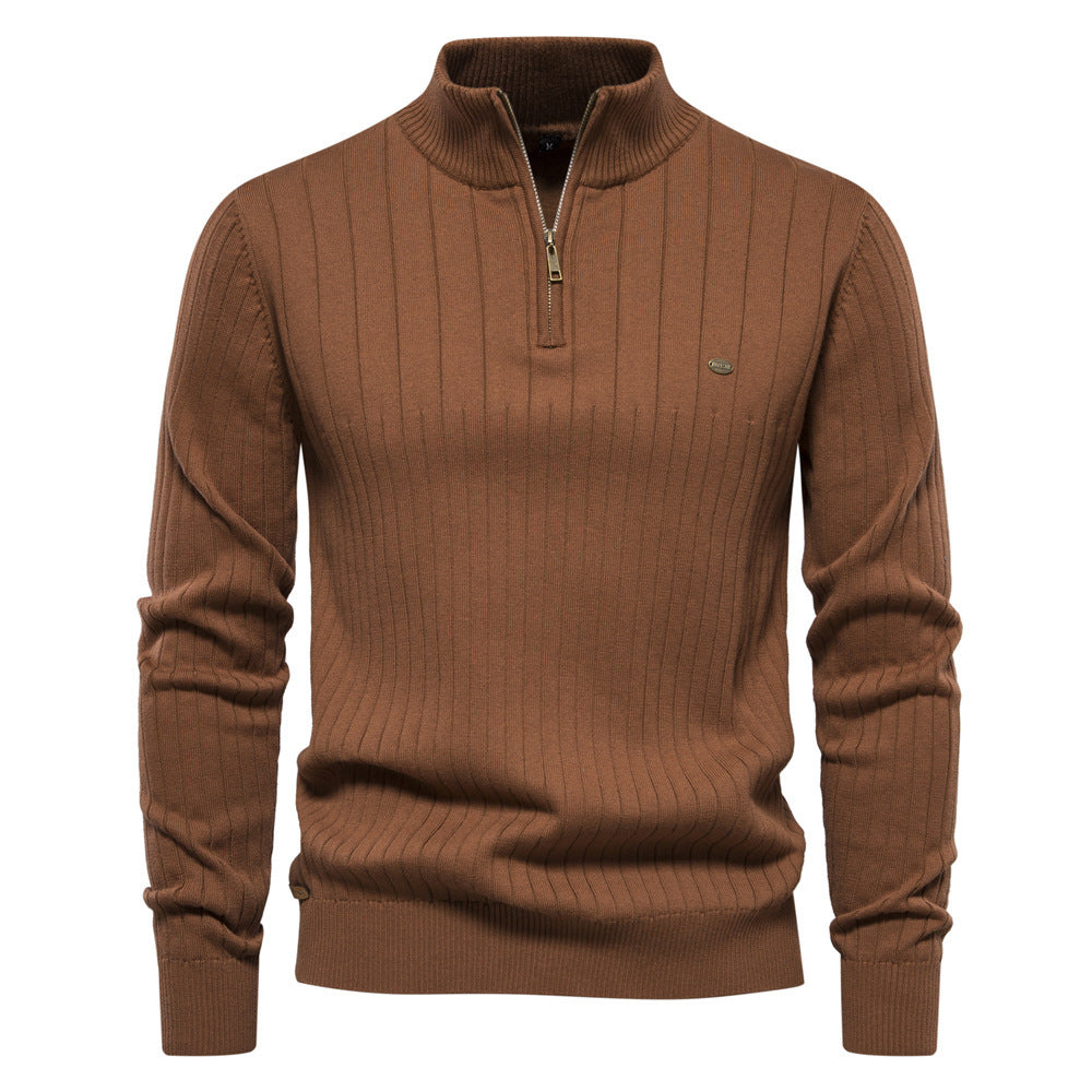 Men's Stand Collar Sweater  Half-zipper